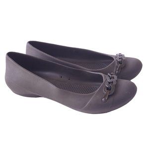 Crocs Gianna Espresso Brown Chain Detail Ballet Flat